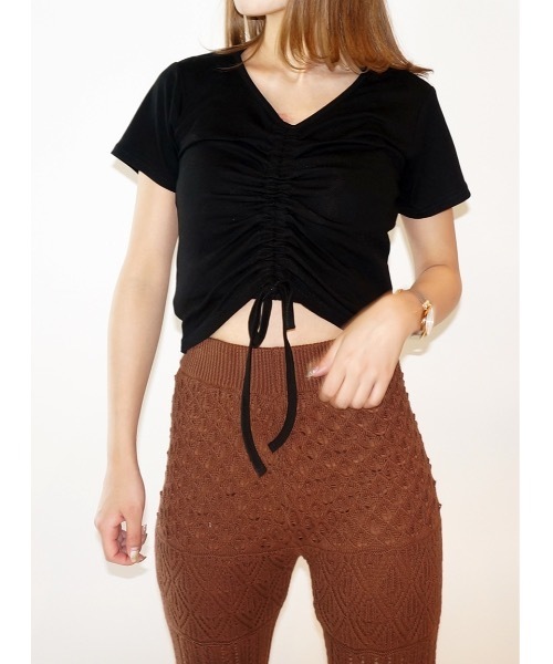 one way（ワンウェイ）の「フロントドロストギャザートップス（Tシャツ/カットソー・レディース・ホワイト/ブラック/ベージュ/ライトグリーン・FREE）」の9枚目の写真