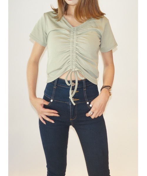 one way（ワンウェイ）の「フロントドロストギャザートップス（Tシャツ/カットソー・レディース・ホワイト/ブラック/ベージュ/ライトグリーン・FREE）」の11枚目の写真