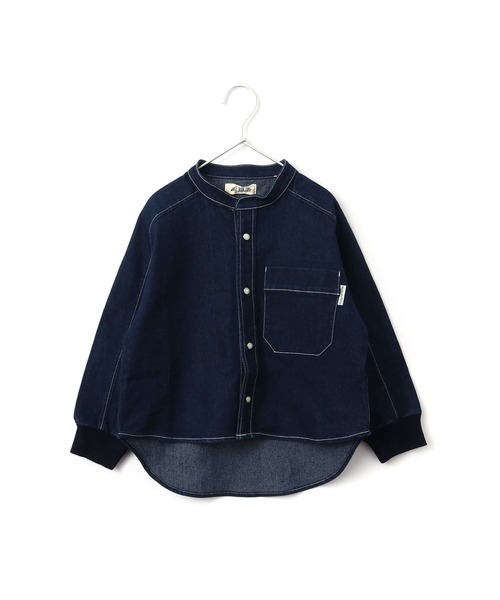 MAKE YOUR DAY（メイクユアデイ）の「デニム/チノ バンドカラーシャツ■80～140cm（シャツ/ブラウス・キッズ・ベージュ/ネイビー/カーキ・90/100/110/120/80/130/140）」の6枚目の写真