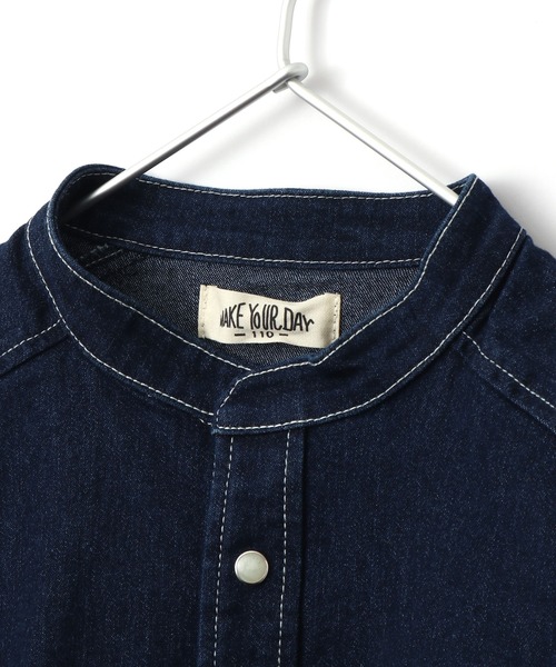 MAKE YOUR DAY（メイクユアデイ）の「デニム/チノ バンドカラーシャツ■80～140cm（シャツ/ブラウス・キッズ・ベージュ/ネイビー/カーキ・90/100/110/120/80/130/140）」の10枚目の写真