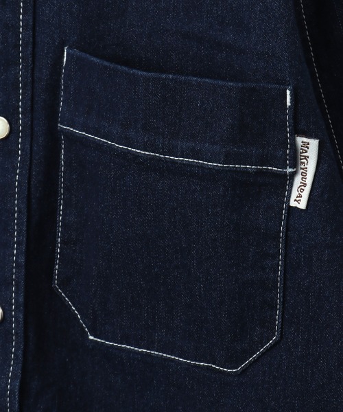 MAKE YOUR DAY（メイクユアデイ）の「デニム/チノ バンドカラーシャツ■80～140cm（シャツ/ブラウス・キッズ・ベージュ/ネイビー/カーキ・90/100/110/120/80/130/140）」の12枚目の写真