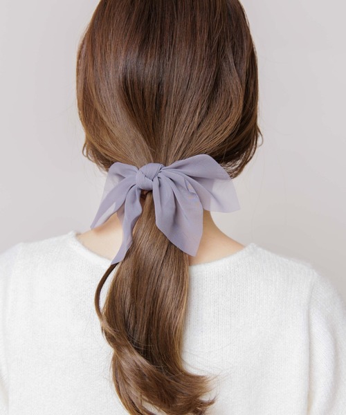 flower(フラワー)の「エアリーリボンゴム(ヘアゴム・レディース・ブラック/ベージュ/グレー/アイボリー・FREE)」の3枚目の写真