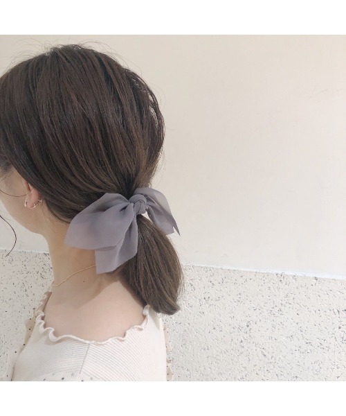 flower(フラワー)の「エアリーリボンゴム(ヘアゴム・レディース・ブラック/ベージュ/グレー/アイボリー・FREE)」の9枚目の写真