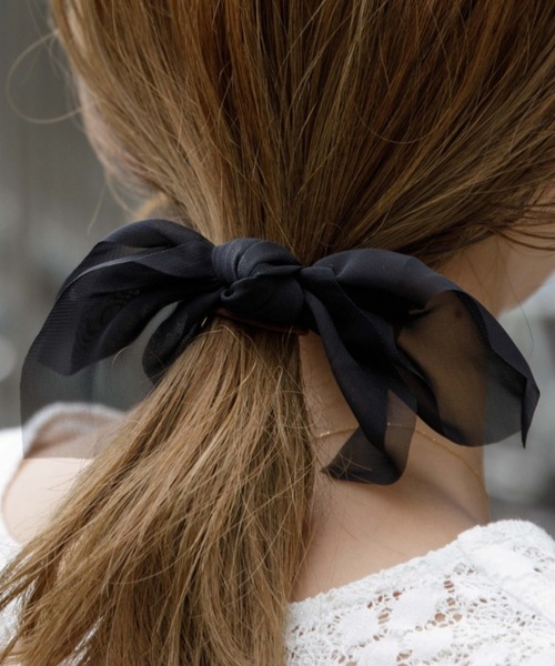 flower(フラワー)の「エアリーリボンゴム(ヘアゴム・レディース・ブラック/ベージュ/グレー/アイボリー・FREE)」の10枚目の写真