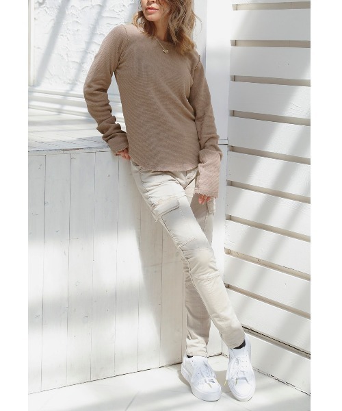 ALEXIA STAM（アリシアスタン）の「Round Hem Waffle Top/ラウンドヘムワッフルトップ（Tシャツ/カットソー・レディース・アイボリー/モカ/ネイビー・FREE）」の19枚目の写真