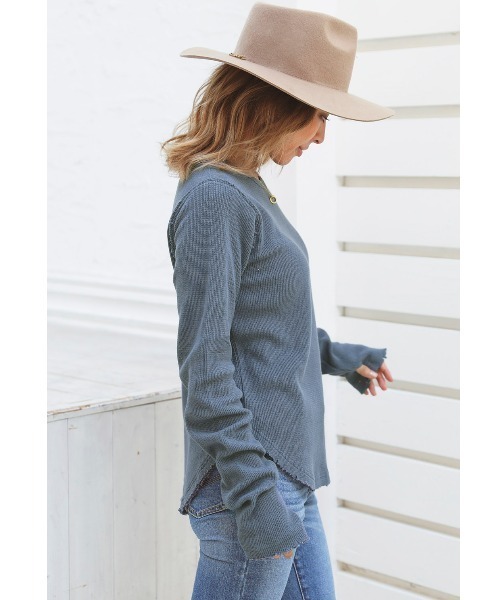 ALEXIA STAM（アリシアスタン）の「Round Hem Waffle Top/ラウンドヘムワッフルトップ（Tシャツ/カットソー・レディース・アイボリー/モカ/ネイビー・FREE）」の10枚目の写真