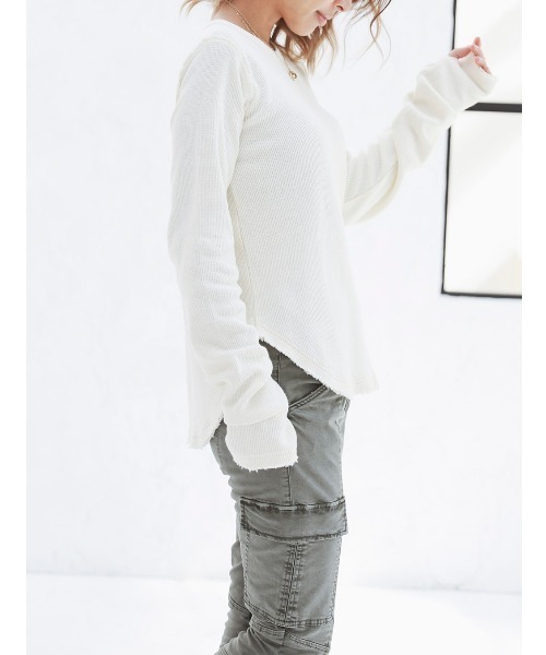 カットソー(長袖/七分) ALEXIA STAM - Round Hem Waffle Top Mocha ALEXIA STAM（アリシアスタン）の「Two-Way Waffle Top /2way