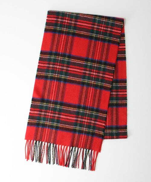 Johnstons of Elgin（ジョンストンズオブエルガン）の「[ ジョンストンズ ] ★ JOHNSTONS カシミヤ チェック マフラー 男女兼用 ユニセックス（マフラー・メンズ・ダークグリーン/レッド/グレー・FREE）」の3枚目の写真