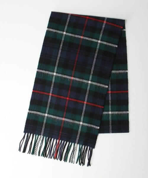 Johnstons of Elgin（ジョンストンズオブエルガン）の「[ ジョンストンズ ] ★ JOHNSTONS カシミヤ チェック マフラー 男女兼用 ユニセックス（マフラー・メンズ・ダークグリーン/レッド/グレー・FREE）」の2枚目の写真