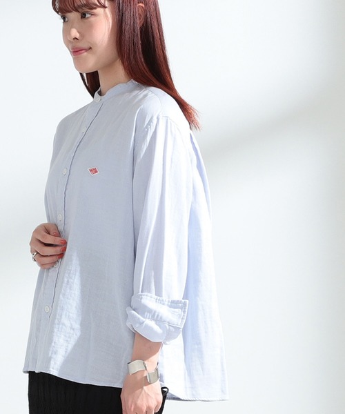 Ray BEAMS(レイビームス)の「DANTON / ノーカラー シャツ(シャツ/ブラウス・レディース・ホワイト/ライトブルー・38/36)」の2枚目の写真