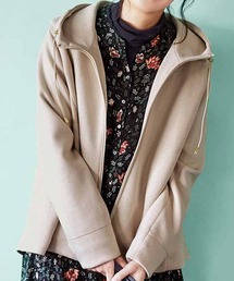 Live in comfort | リブ　イン　コンフォート　軽やか＆ソフトな着心地！　ダンボールカットソーの淡カラーフードコート〈グレージュ〉(パーカー)