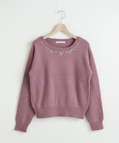 MAJESTIC LEGON（マジェスティックレゴン）の「◇アンゴラ混ビジューＰＯ（ニット/セーター・レディース・アイボリー/ピンク/グレー/ブルー/ブルー系その他・FREE）」の5枚目の写真