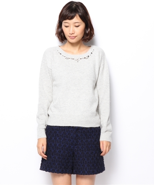 MAJESTIC LEGON（マジェスティックレゴン）の「◇アンゴラ混ビジューＰＯ（ニット/セーター・レディース・アイボリー/ピンク/グレー/ブルー/ブルー系その他・FREE）」の7枚目の写真