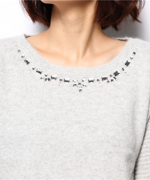 MAJESTIC LEGON（マジェスティックレゴン）の「◇アンゴラ混ビジューＰＯ（ニット/セーター・レディース・アイボリー/ピンク/グレー/ブルー/ブルー系その他・FREE）」の10枚目の写真