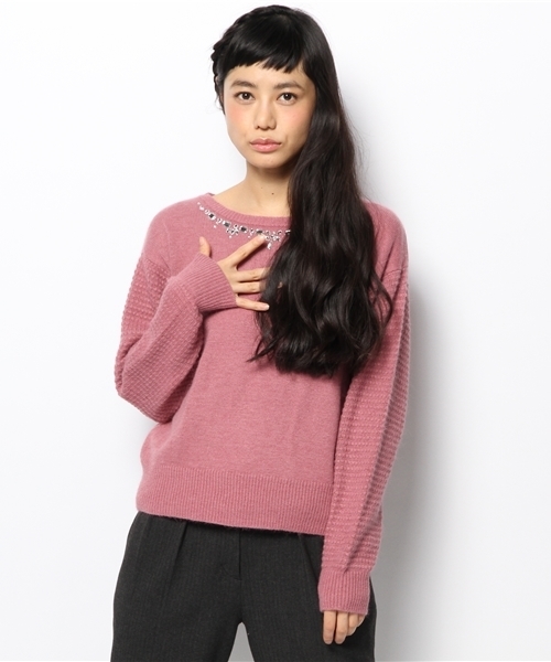 MAJESTIC LEGON（マジェスティックレゴン）の「◇アンゴラ混ビジューＰＯ（ニット/セーター・レディース・アイボリー/ピンク/グレー/ブルー/ブルー系その他・FREE）」の14枚目の写真