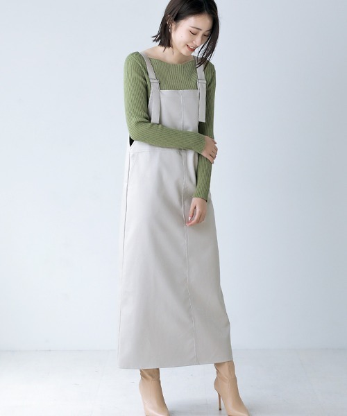 Bou Jeloud（ブージュルード）の「フェイクレザージャンスカ（ジャンパースカート・レディース・アイボリー/ブラウン/ブラック/オリーブ・FREE）」の8枚目の写真