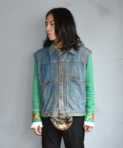 VINTAGE(ヴィンテージ)の「【ヴィンテージ古着】50's シンチバック付き デニムベスト(ベスト・メンズ・ブルー・X-LARGE)」の2枚目の写真