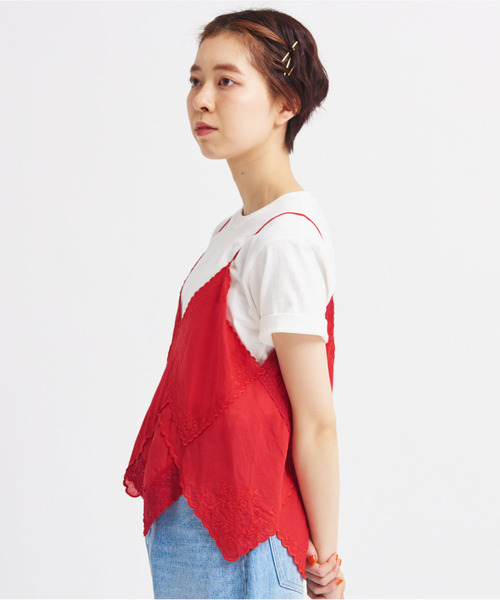 Dot&amp;Stripes CHILDWOMAN - ☆新品☆チャイルドウーマン ラミーローンブラウス レッド Dot＆Stripes CHILD WOMAN（ドットアンドストライプス