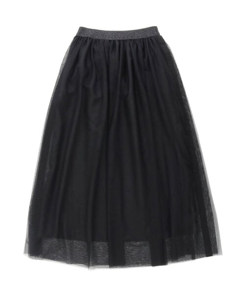 Otonato（オトナト）の「サイドラインチュールスカート_ママ【親子でおそろいリンクコーデ】（スカート・レディース・ブラック/オフホワイト・MEDIUM）」の5枚目の写真