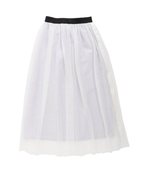 Otonato（オトナト）の「サイドラインチュールスカート_ママ【親子でおそろいリンクコーデ】（スカート・レディース・ブラック/オフホワイト・MEDIUM）」の3枚目の写真