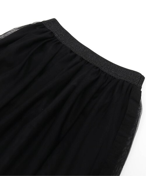 Otonato（オトナト）の「サイドラインチュールスカート_ママ【親子でおそろいリンクコーデ】（スカート・レディース・ブラック/オフホワイト・MEDIUM）」の4枚目の写真