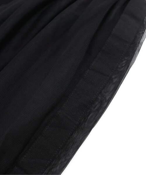 Otonato（オトナト）の「サイドラインチュールスカート_ママ【親子でおそろいリンクコーデ】（スカート・レディース・ブラック/オフホワイト・MEDIUM）」の6枚目の写真