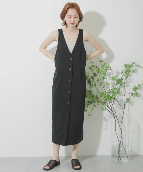 SENSE OF PLACE by URBAN RESEARCH（センスオブプレイスバイアーバンリサーチ）の「フロントボタンジャンパースカート（ジャンパースカート・レディース・ブラック/ライトベージュ/ベージュ・ONE）」の10枚目の写真