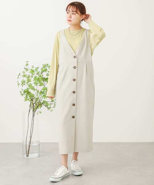 SENSE OF PLACE by URBAN RESEARCH（センスオブプレイスバイアーバンリサーチ）の「フロントボタンジャンパースカート（ジャンパースカート・レディース・ブラック/ライトベージュ/ベージュ・ONE）」の17枚目の写真