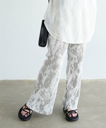 タイダイ柄楊柳プリーツワイドフレアパンツ