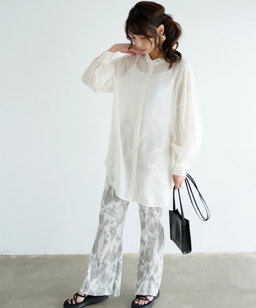 Chiaro（キアロ）の「タイダイ柄楊柳プリーツワイドフレアパンツ（その他パンツ・レディース・ベージュ/グレー/オリーブ・FREE）」の18枚目の写真