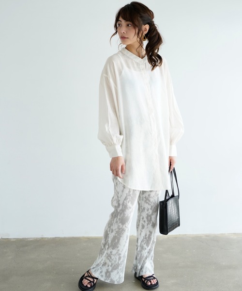 Chiaro（キアロ）の「タイダイ柄楊柳プリーツワイドフレアパンツ（その他パンツ・レディース・ベージュ/グレー/オリーブ・FREE）」の4枚目の写真