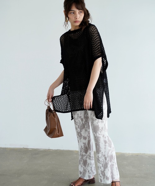 Chiaro（キアロ）の「タイダイ柄楊柳プリーツワイドフレアパンツ（その他パンツ・レディース・ベージュ/グレー/オリーブ・FREE）」の19枚目の写真