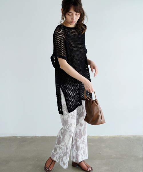 Chiaro（キアロ）の「タイダイ柄楊柳プリーツワイドフレアパンツ（その他パンツ・レディース・ベージュ/グレー/オリーブ・FREE）」の22枚目の写真