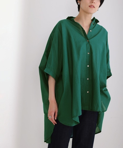 Bou Jeloud(ブージュルード)の「ワイドシャツブラウス(シャツ/ブラウス・レディース・ブラウン/オフホワイト/マスタード/ブルーグリーン/A・38)」の3枚目の写真