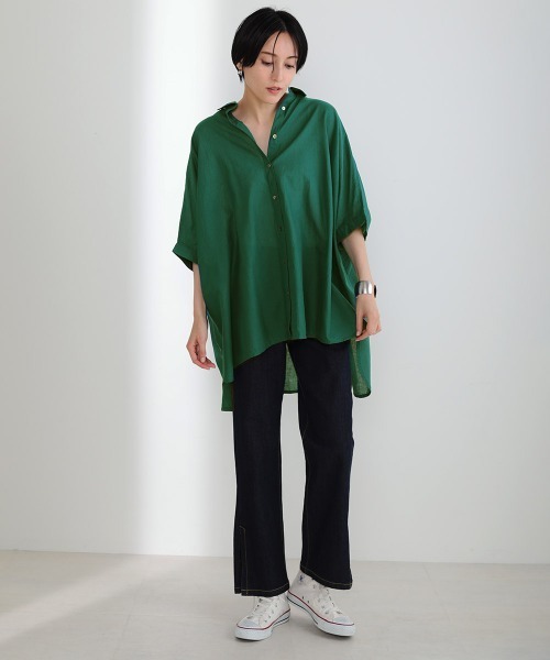 Bou Jeloud(ブージュルード)の「ワイドシャツブラウス(シャツ/ブラウス・レディース・ブラウン/オフホワイト/マスタード/ブルーグリーン/A・38)」の10枚目の写真