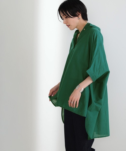 Bou Jeloud(ブージュルード)の「ワイドシャツブラウス(シャツ/ブラウス・レディース・ブラウン/オフホワイト/マスタード/ブルーグリーン/A・38)」の11枚目の写真