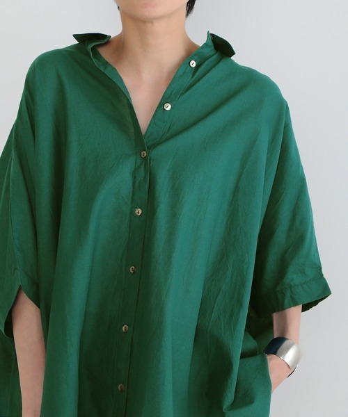 Bou Jeloud(ブージュルード)の「ワイドシャツブラウス(シャツ/ブラウス・レディース・ブラウン/オフホワイト/マスタード/ブルーグリーン/A・38)」の12枚目の写真