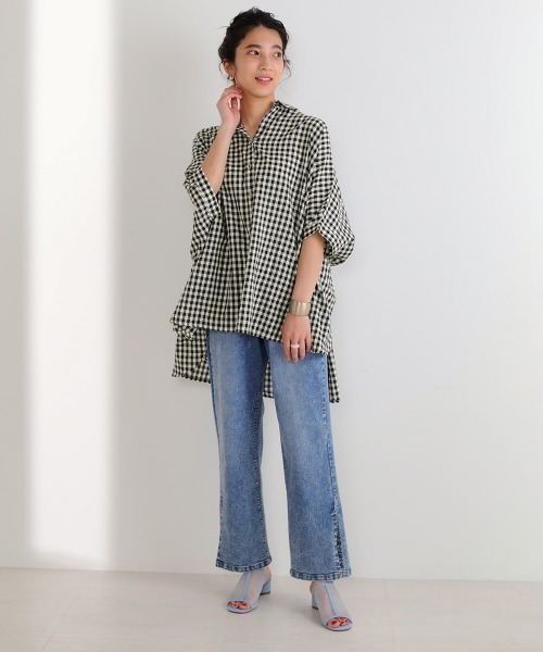 Bou Jeloud(ブージュルード)の「ワイドシャツブラウス(シャツ/ブラウス・レディース・ブラウン/オフホワイト/マスタード/ブルーグリーン/A・38)」の16枚目の写真