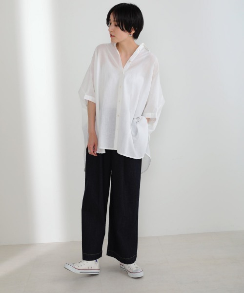 Bou Jeloud(ブージュルード)の「ワイドシャツブラウス(シャツ/ブラウス・レディース・ブラウン/オフホワイト/マスタード/ブルーグリーン/A・38)」の19枚目の写真