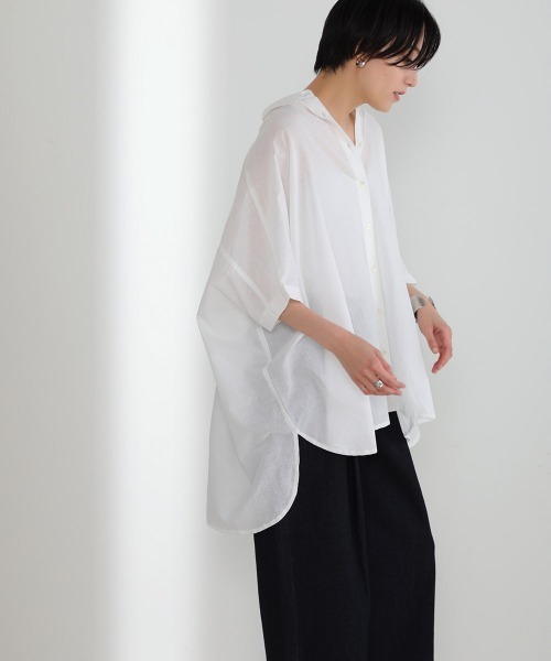 Bou Jeloud(ブージュルード)の「ワイドシャツブラウス(シャツ/ブラウス・レディース・ブラウン/オフホワイト/マスタード/ブルーグリーン/A・38)」の21枚目の写真