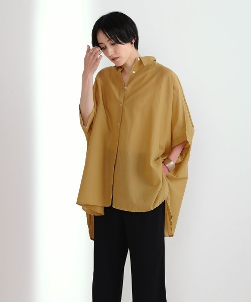 Bou Jeloud(ブージュルード)の「ワイドシャツブラウス(シャツ/ブラウス・レディース・ブラウン/オフホワイト/マスタード/ブルーグリーン/A・38)」の22枚目の写真