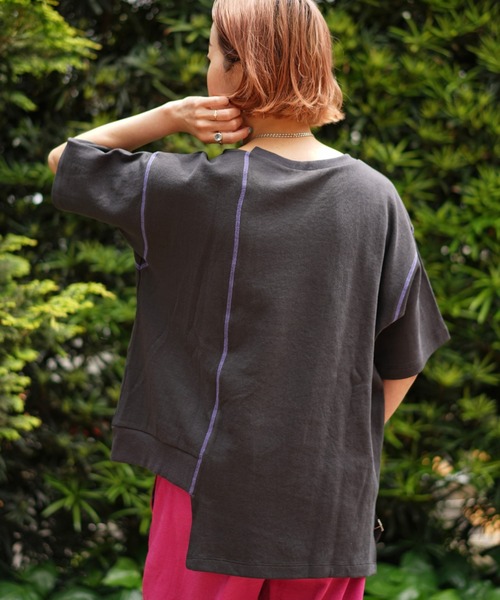 AULA AILA（アウラアイラ）の「AULA AILA（アウラアイラ）別注カラーステッチTシャツ（Tシャツ/カットソー・レディース・ホワイト/チャコールグレー・0）」の10枚目の写真