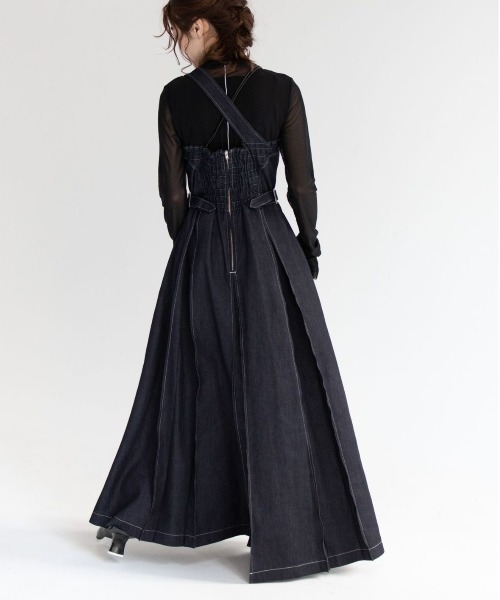 AULA AILA（アウラアイラ）の「レースコンビネーションジャンパースカート（LACE COMBINATION JUMPERSKIRT）（ジャンパースカート・レディース・ネイビー/カーキ・M）」の7枚目の写真