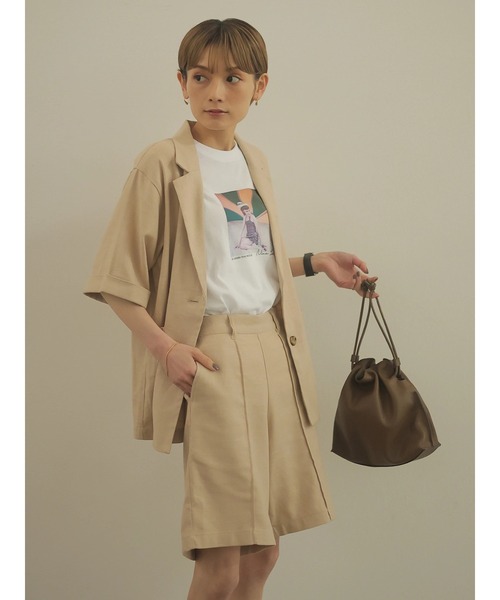 rem closet（レムクローゼット）の「リネンブレンドハーフスリーブジャケット（テーラードジャケット・レディース・ベージュ/ブラウン・S）」の17枚目の写真