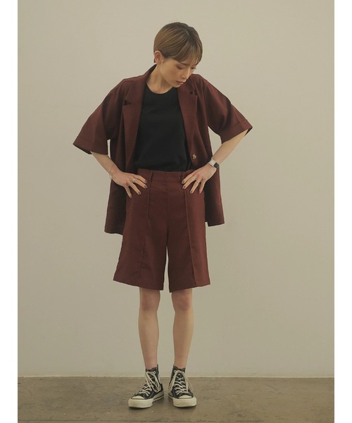 rem closet（レムクローゼット）の「リネンブレンドハーフスリーブジャケット（テーラードジャケット・レディース・ベージュ/ブラウン・S）」の11枚目の写真