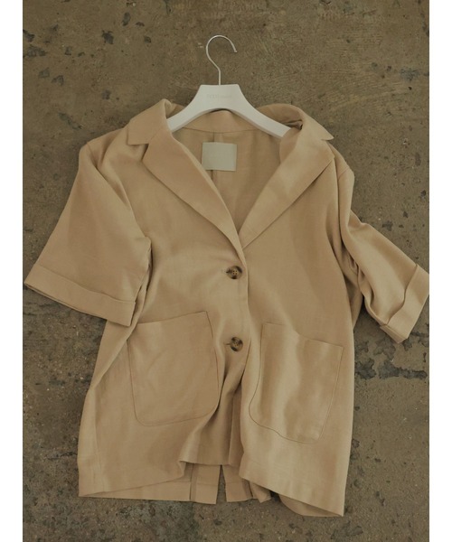 rem closet（レムクローゼット）の「リネンブレンドハーフスリーブジャケット（テーラードジャケット・レディース・ベージュ/ブラウン・S）」の18枚目の写真