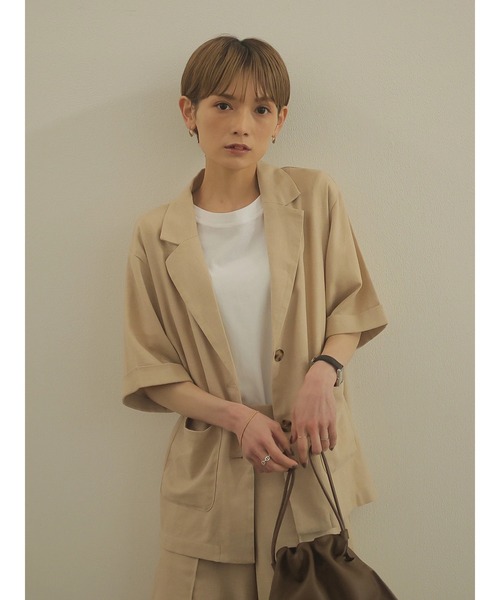 【セール】リネンブレンドハーフスリーブジャケット（テーラードジャケット）｜rem closet（レムクローゼット）のファッション通販