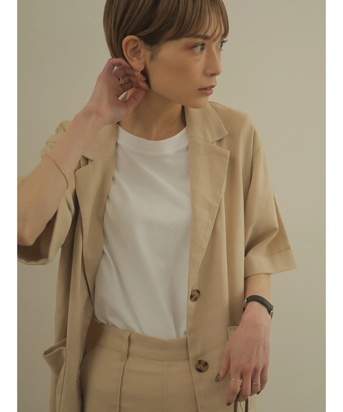 rem closet（レムクローゼット）の「リネンブレンドハーフスリーブジャケット（テーラードジャケット・レディース・ベージュ/ブラウン・S）」の22枚目の写真