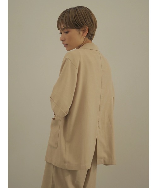 rem closet（レムクローゼット）の「リネンブレンドハーフスリーブジャケット（テーラードジャケット・レディース・ベージュ/ブラウン・S）」の9枚目の写真