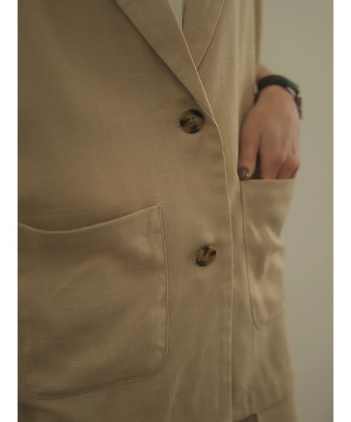 rem closet（レムクローゼット）の「リネンブレンドハーフスリーブジャケット（テーラードジャケット・レディース・ベージュ/ブラウン・S）」の12枚目の写真